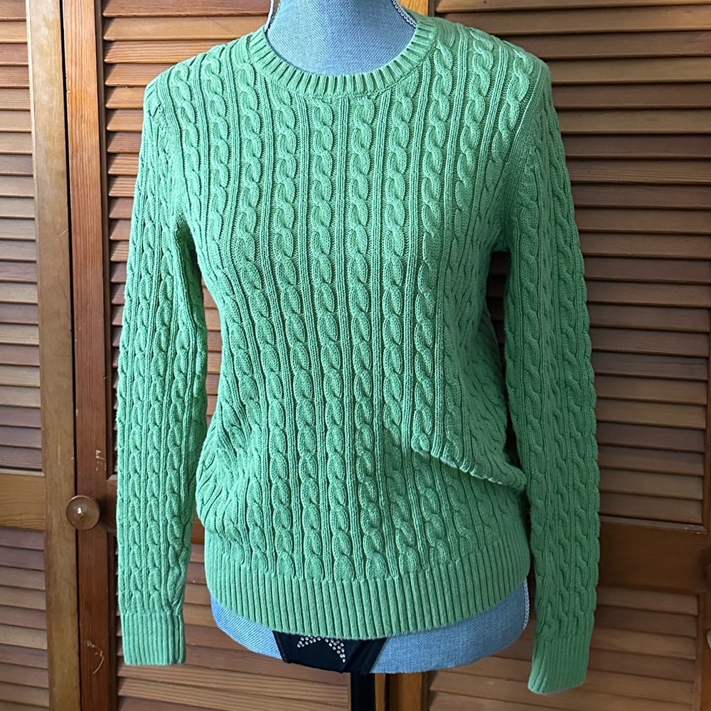 Duck Head Lime Green Cable Knit Women's Sweater
